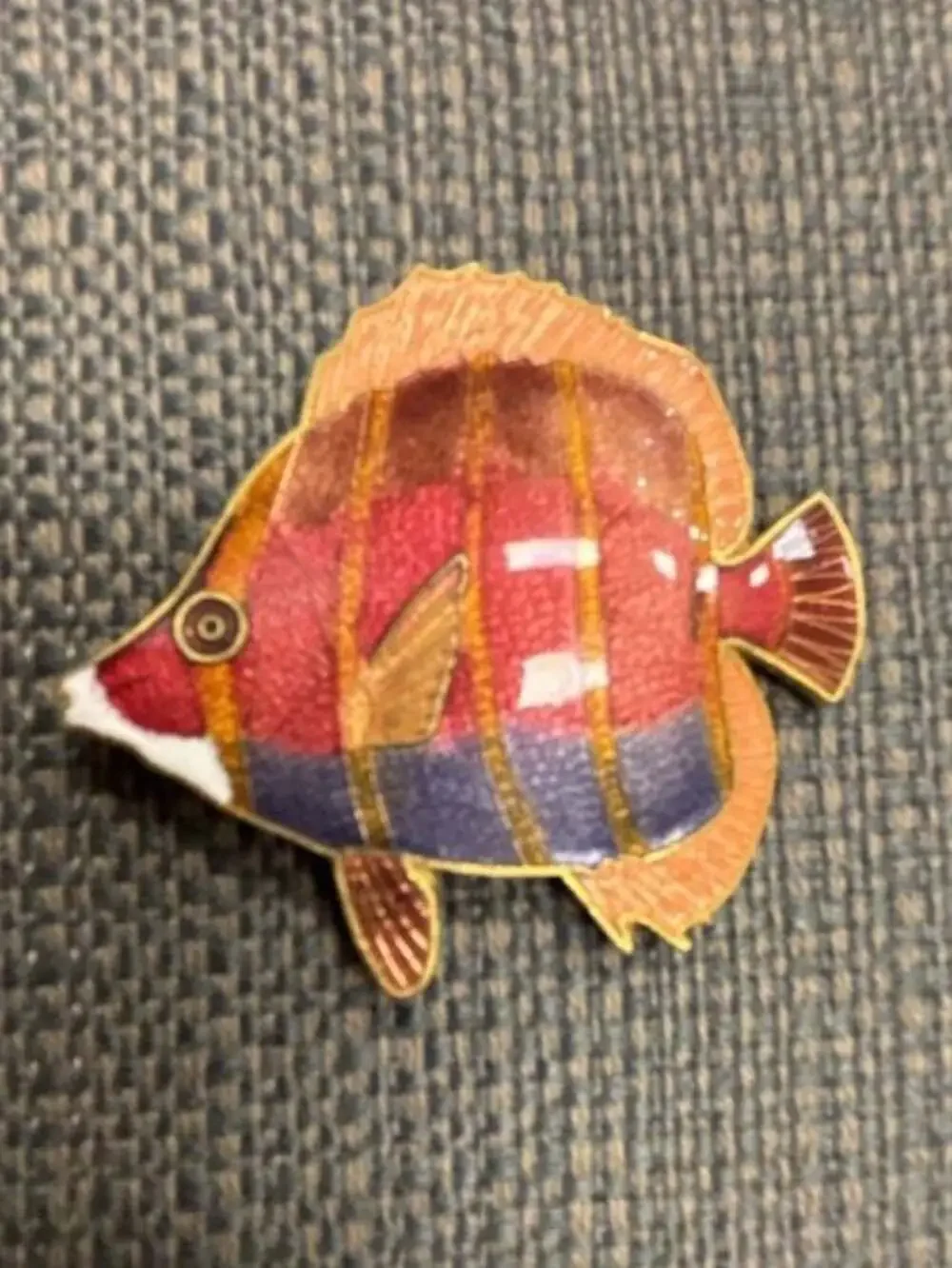 Vintage Cloisonne Enamel Fish Brooch Pin